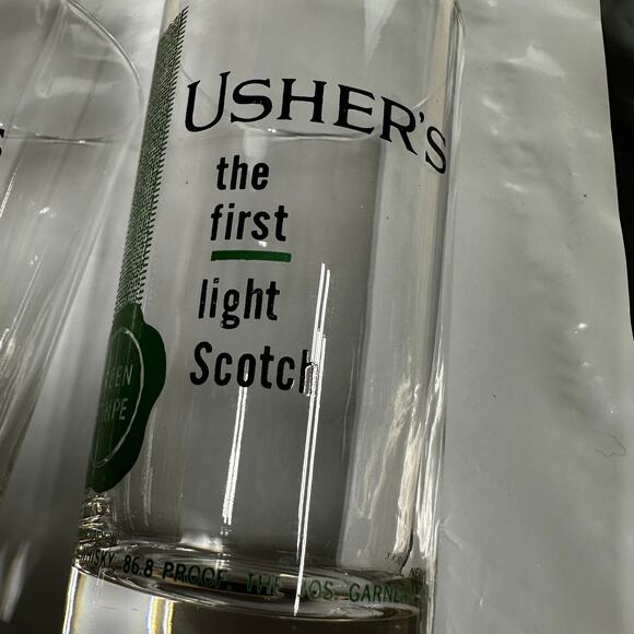 Usher's Green Stripe "The First Light Scotch" Beer Glass Set of 4 EUC - Picture 6 of 7